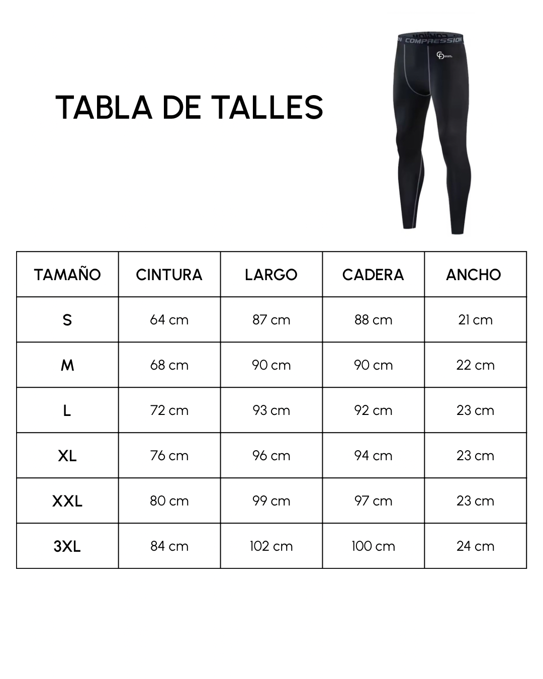 Calza Larga de Compresión Deportiva Negra - Imagen 2