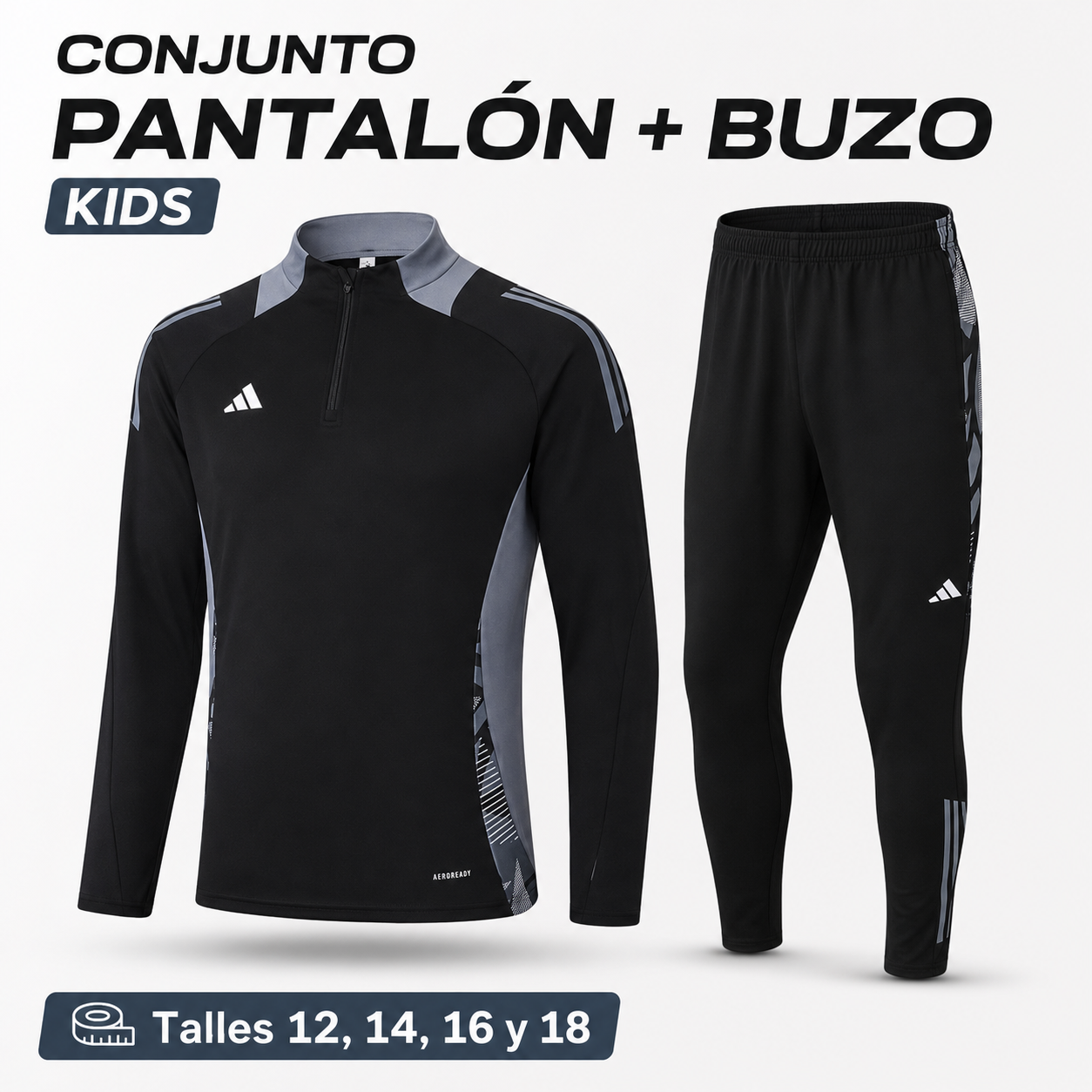 Conjunto Pantalón + Buzo Kids ADIDAS NEGRO