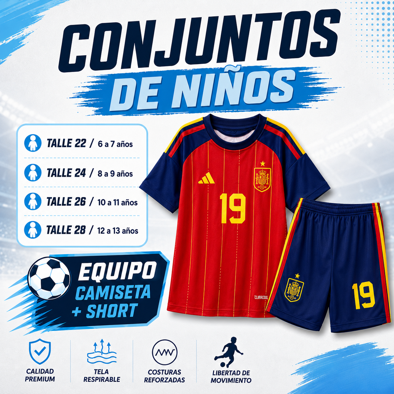 Equipo Niño España 2026 Lamine Yamal 19 – Camiseta + Short