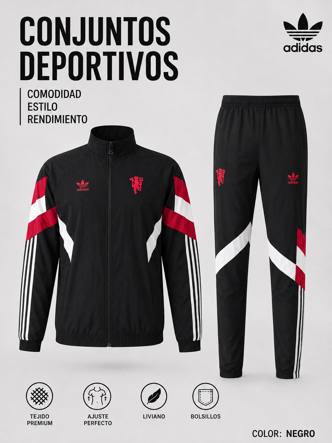 Conjunto Deportivo Adidas Premium – Campera + Pantalón - Imagen 2