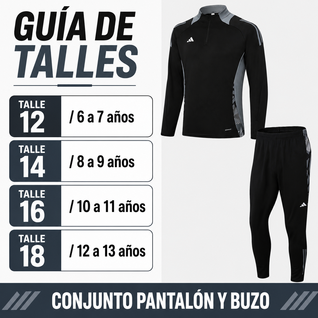 Conjunto Pantalón + Buzo Kids ADIDAS NEGRO - Imagen 2