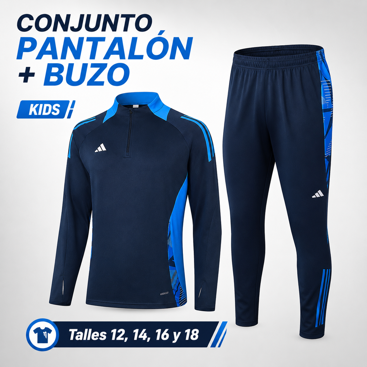 Conjunto Pantalón + Buzo Kids ADIDAS AZUL OSCURO
